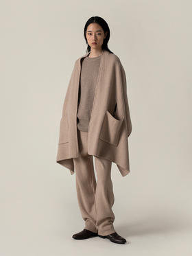 322工房多用披肩加厚羊毛羊绒大针织斗篷纯色秋冬款保暖围巾A953