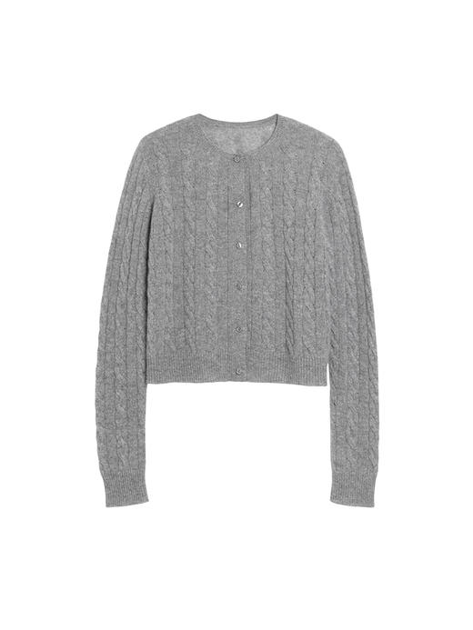 322工房经典再造纯山羊绒针织绞花开衫2023秋冬百搭纯色外套B154 商品图4