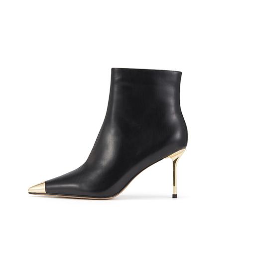 westory欧美尖头靴4寸胎牛皮靴细高跟尖头女单靴马丁靴显脚小及脚踝W23DS82901 商品图3