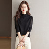 半高领蕾丝针织衫女秋季2023新款长袖内搭薄款毛衣上衣打底衫CC-MY8996 商品缩略图2