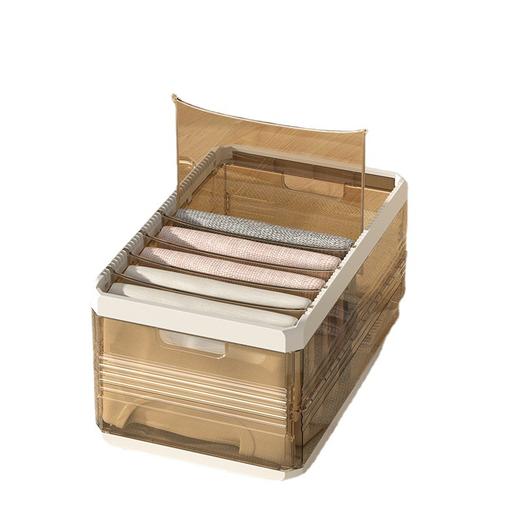 「升级可折叠！分格收纳」衣裤收纳盒分格盒带滑轮抽屉式透明可视家用带盖可折叠拆卸收纳整理盒 商品图4