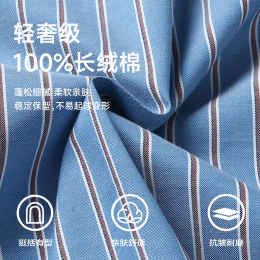 100%棉【新款DM】大依优型竖条纹长袖衬衫口袋男宽松加肥加大码男士休闲商务衬衣上衣胖子 商品图1