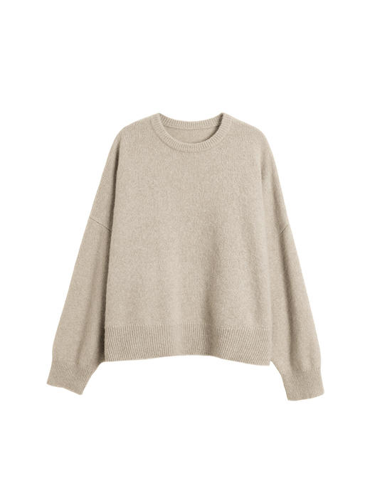 322工房经典再造女士拉毛丝羊绒针织套头衫2023秋冬廓形毛衣B146 商品图4