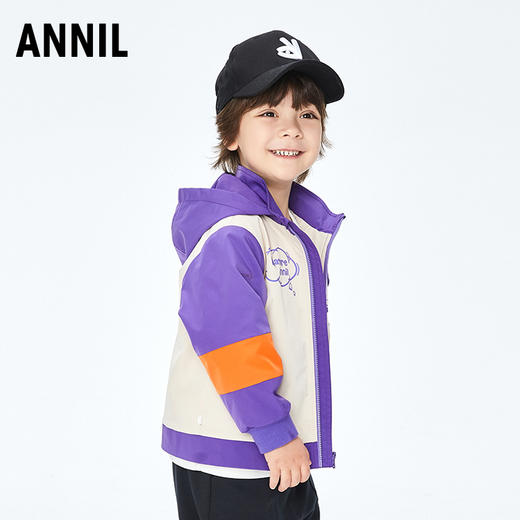 【实体店同款】男童潮流撞色可拆卸帽子夹克外套2023年秋季新款安奈儿童装XB335511 商品图2