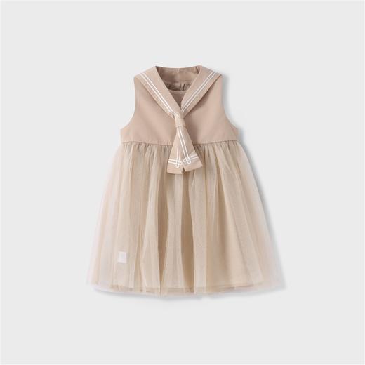 【实体店同款】女童学院风海军领网纱无袖连衣裙买即赠海军领2023年秋季新款安奈儿童装XG333527 商品图4