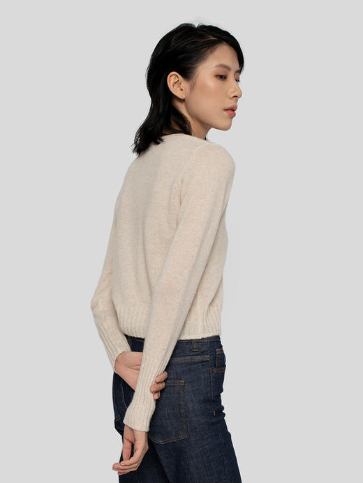 322工房无染色100羊绒衫女新款春秋薄款单穿长袖短款假式开衫A493 商品图4