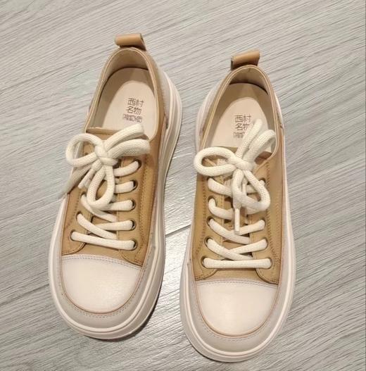 西村名物2023年秋季新款厚底拼色运动鞋圆头潮流小白鞋X23CM36081（尺码偏小，建议拍大一码） 商品图3