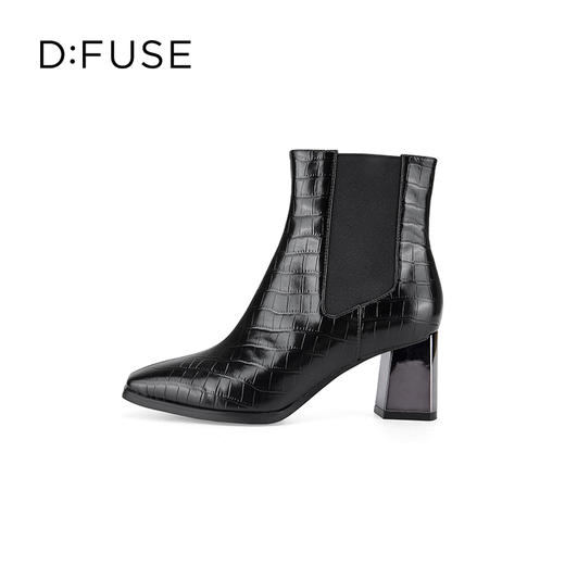 Dfuse迪芙斯冬季新款经典斑马纹粗跟切尔西短靴女DF34116106 商品图9