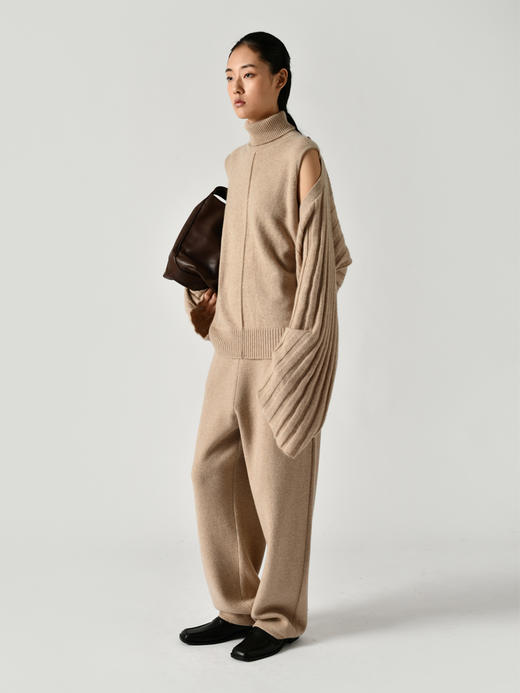 322工房重叠搭造型羊毛混纺高领背心坎肩两件套新款时髦简约套装 商品图2