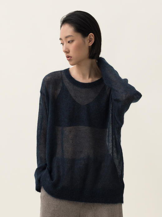 322工房KING马海毛大廓形圆领套头衫2023秋冬长袖针织打底衫B106 商品图0