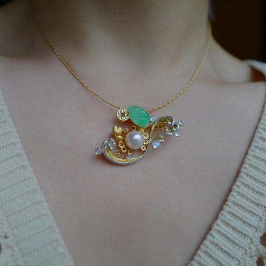 龢盒原创 乘风破浪金钱蟹翡翠胸针吊坠二用 商品图5