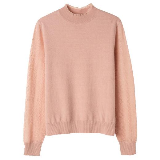 半高领蕾丝针织衫女秋季2023新款长袖内搭薄款毛衣上衣打底衫CC-MY8996 商品图4