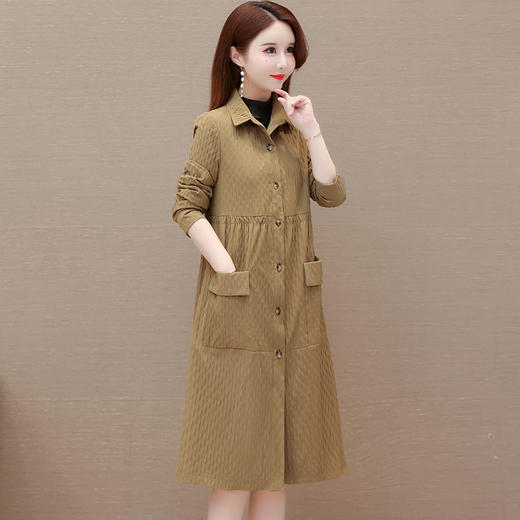 QYM 83829-Y时尚气质外套宽松休闲单排扣风衣 商品图1