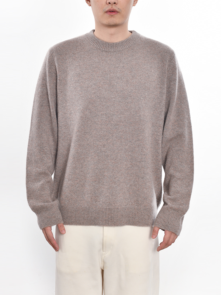 322工房100纯山羊绒针织衫男士新款冬季纯色圆领加厚宽松套头毛衣