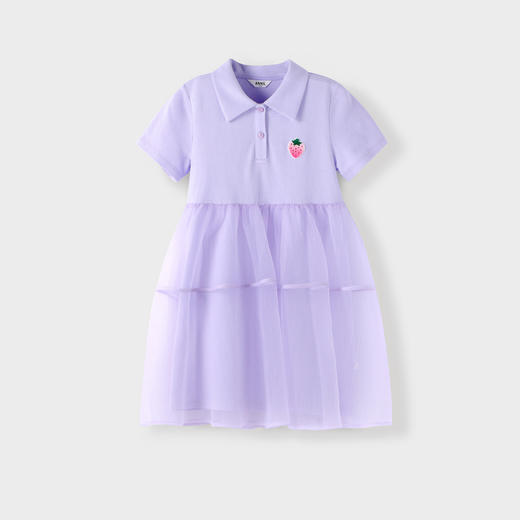 【实体店同款】女童连衣裙紫色夏装新款网纱Polo裙子安奈儿童装AG323657 商品图4