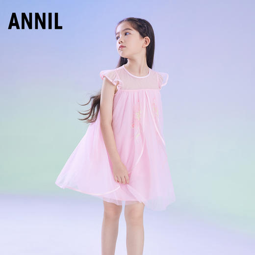 【实体店同款】女童连衣裙夏新款时髦女孩网纱公主裙薄款蓬蓬裙子安奈儿童装EG323113 商品图1