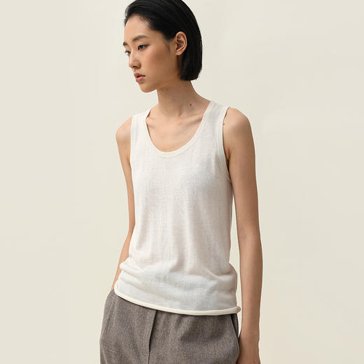 322工房经典再造无袖真丝羊绒圆领背心2023夏款百搭针织吊带B108 商品图0