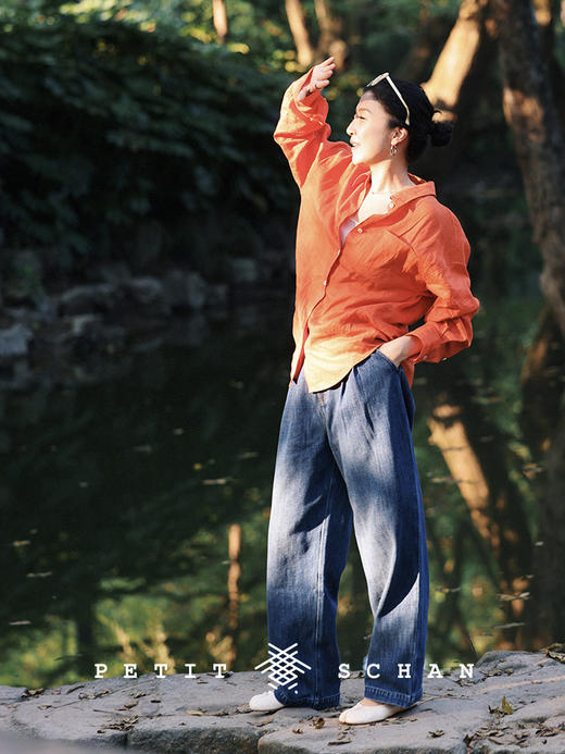 PETIT SCHAN小闪 CLO#356 wilderness 旷野 粗斜纹立体肌理感纯棉复古松弛牛仔裤 商品图7