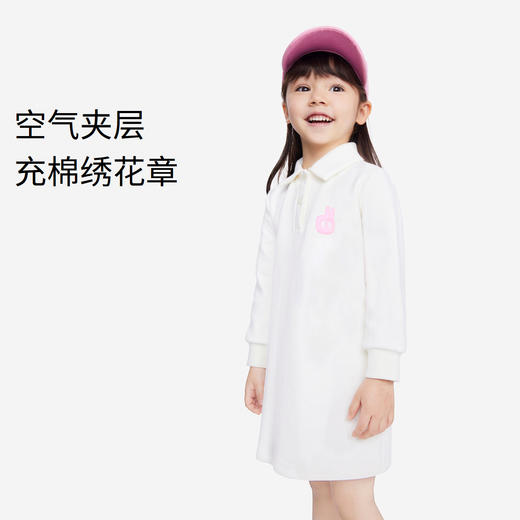 女童装连衣裙长袖秋新款宝宝白色甜美简约翻领时尚裙子安奈儿童装TG333021 商品图0