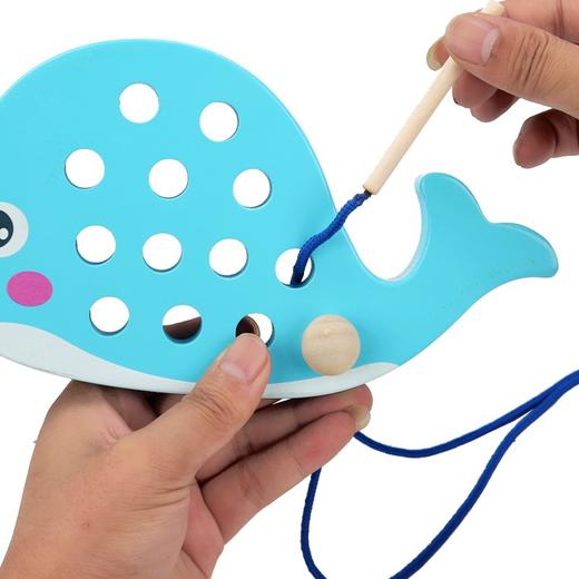 （15号16：00开抢）【2岁+】儿童大象+鸭子穿绳锻炼手眼协调能力精细动作木制玩具 商品图1