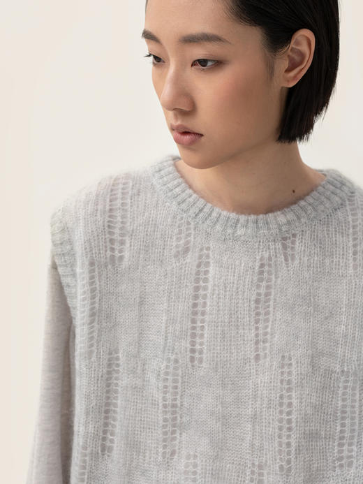 322工房KING马海毛女士圆领镂空针织背心2023秋冬款叠穿马甲B104 商品图3