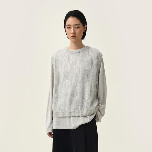 322工房KING马海毛女士圆领镂空针织背心2023秋冬款叠穿马甲B104 商品图1