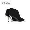 Dfuse迪芙斯秋冬新款羊反绒法式方头高跟踝靴短靴DF34116030 商品缩略图6