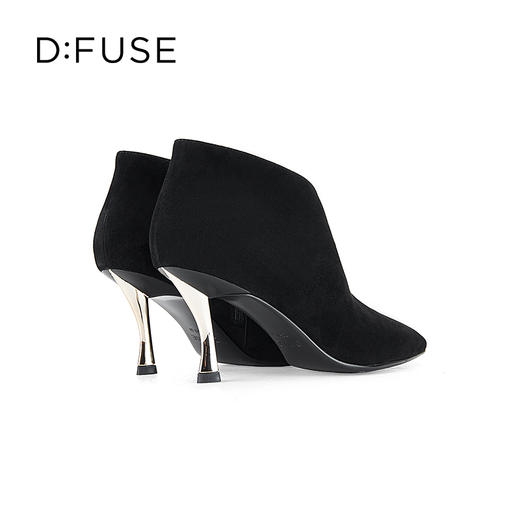 Dfuse迪芙斯秋冬新款羊反绒法式方头高跟踝靴短靴DF34116030 商品图6