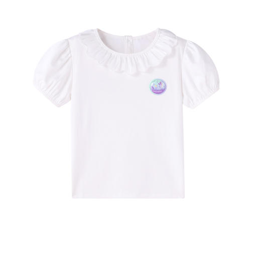 【实体店同款】女童翻领短袖T恤泡泡袖夏款安奈儿童装XG321638 商品图1