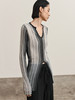 322工房超幼马海毛竖条纹针织套头衫2023秋冬款v领长袖针织衫B121 商品缩略图0