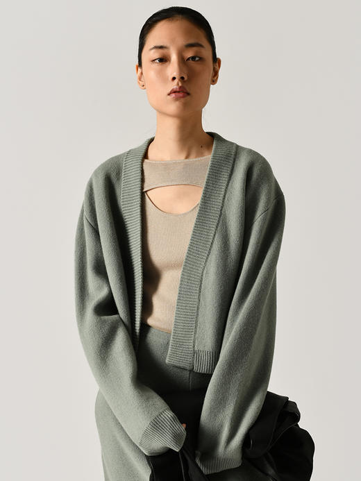 322工房针织西装羊绒混纺开衫长袖纯色秋冬宽松加厚毛衣外套A942 商品图2