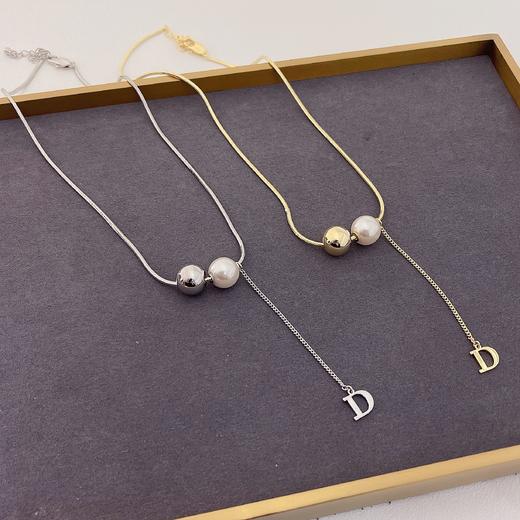Oflye潮流饰品 轻奢气质珍珠字母D吊坠小众高级感时尚颈链 商品图4