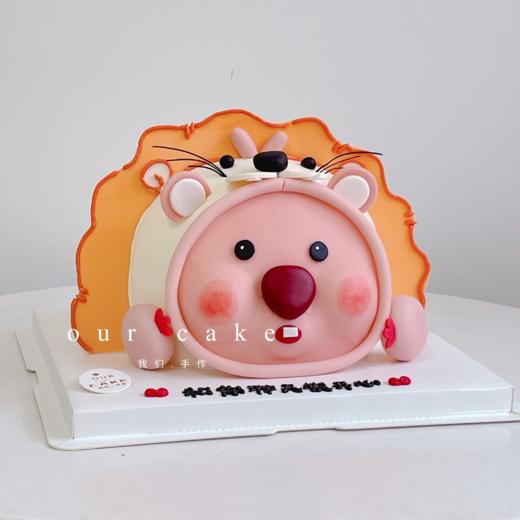 小海狸露比loopy粉狮子立体蛋糕-低糖处理无添加 商品图4