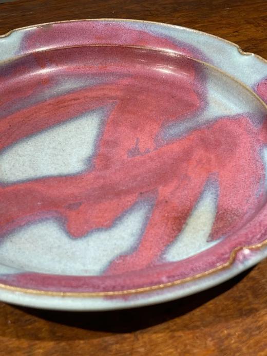 紫斑天青釉钧窑折沿盘，顺丰包邮 商品图4