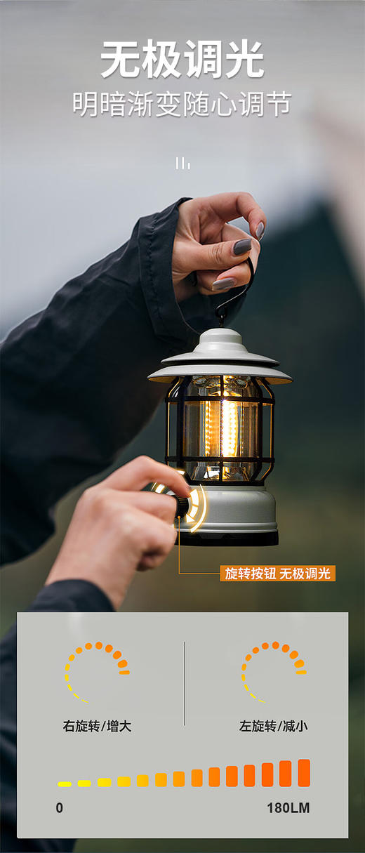 //【凯速复古露营灯充电款】💥刘甜推荐❗露营好物👉✅可手提✅可悬挂适配户外复杂的环境 🔺无极调光 渐进调节 🔺户外防水 抗压防摔 🔺明暗随心切换 持久照明 🔺 商品图4