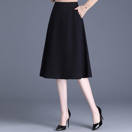 MYX-JYM-1228-L秋款中长款简约修身时尚A字裙松紧腰气质半身裙通勤高腰裙 商品图2