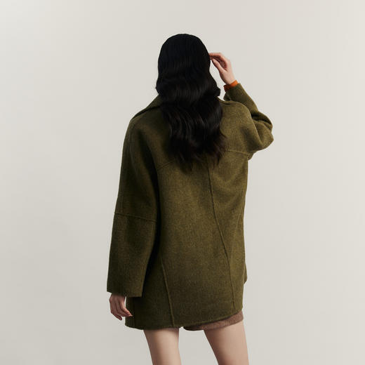 谜底A型中长款呢子大衣女士2023冬季新品简约宽松羊毛呢234GD1452 商品图2