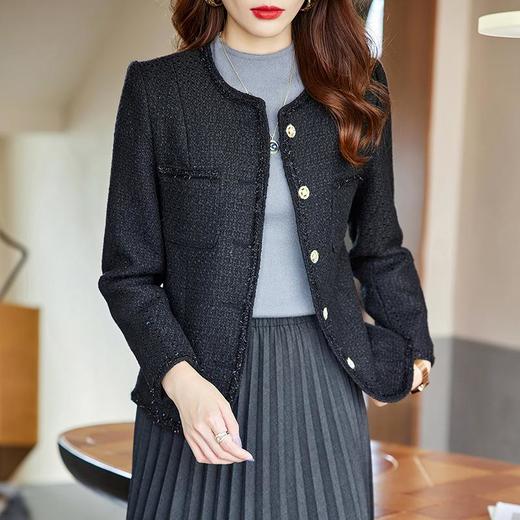 娜璐多 圆领粗花呢外套女2023年秋季新款小香风简约甜美休闲百搭温柔上衣 商品图3