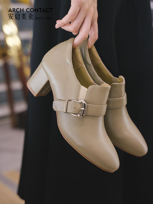 ARCHCONTACT安启美奈粗跟复古气质妈妈鞋52843 商品图5