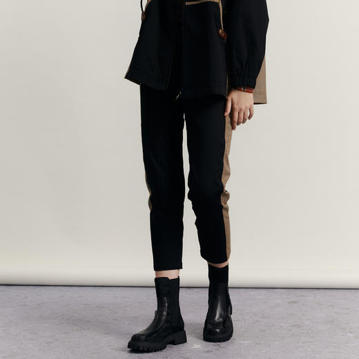 谜底休闲萝卜裤女2023冬季新品百搭宽松拼接格纹九分裤234MK1483 商品图1