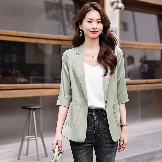 娜璐多 OL通勤时尚五分袖小西服2023夏季薄款简约外套女法式设计感上衣女 商品图0