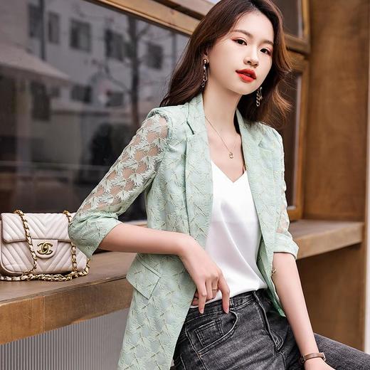 娜璐多 镂空拼接七分袖薄款小西服外套女2023夏季新款高级感通勤OL上衣女 商品图0