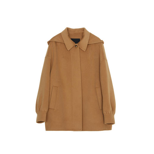 谜底中长款毛呢大衣女2023冬简约翻领单排扣羊毛呢外套234MD1487 商品图4