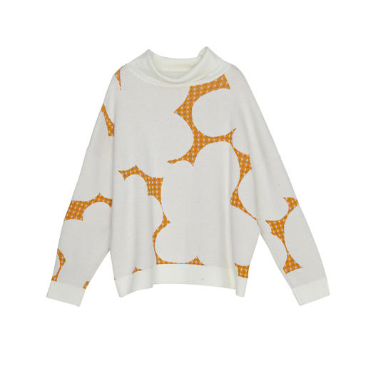 谜底高领套头毛衣女2023冬新品复古宽松中长款针织衫女234MZ1867 商品图4