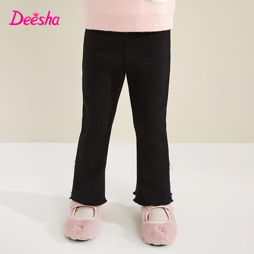 笛莎Deesha 女童裤子2023冬季新款优雅珍珠微喇打底裤 商品图0