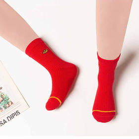 都市丽人眯雅佳休闲系列精梳棉中筒袜中厚款儿童常规袜童袜新年本命年红品JC3DA4