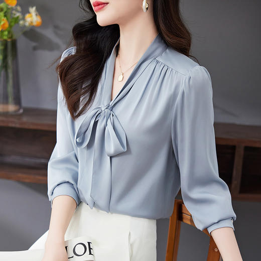 秋装新款，优雅时尚长袖真丝衬衫HR-LQSM9001 商品图2