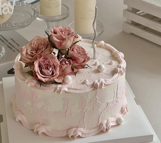 唯美优雅鲜花蛋糕（如遇没买到一样的花会用粉色好看主题花代替） 商品图0