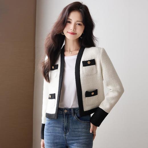 娜璐多 高级设计感白色小香风外套女2023秋季新款炸街温柔风小个子短款 商品图1