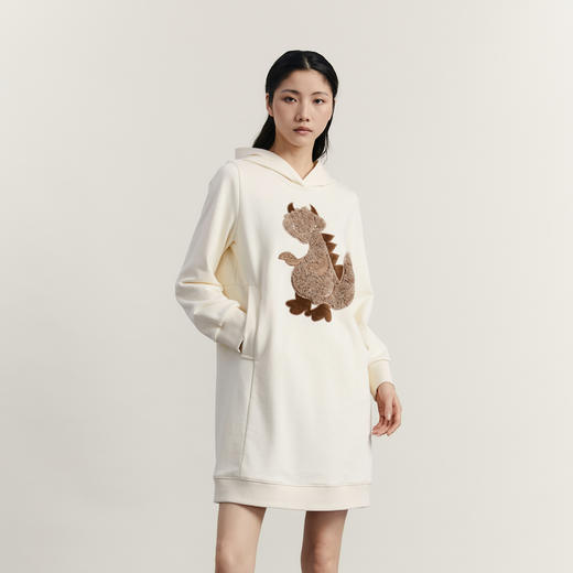 谜底连衣裙长袖2023冬新品复古文艺绣花宽松中长卫衣裙234ML1489 商品图1